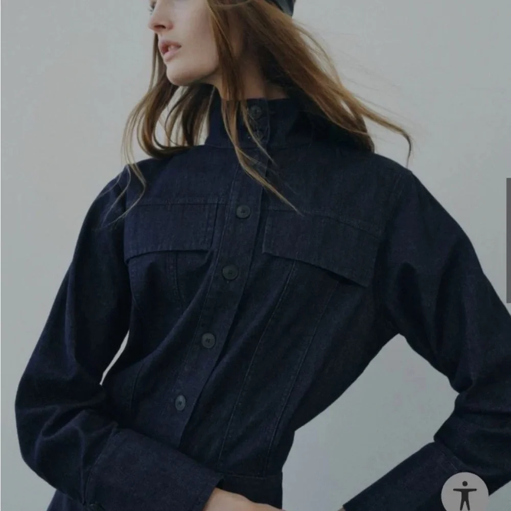 Zara Chic Denim Button-Up Dress XS - Picture 3 of 7